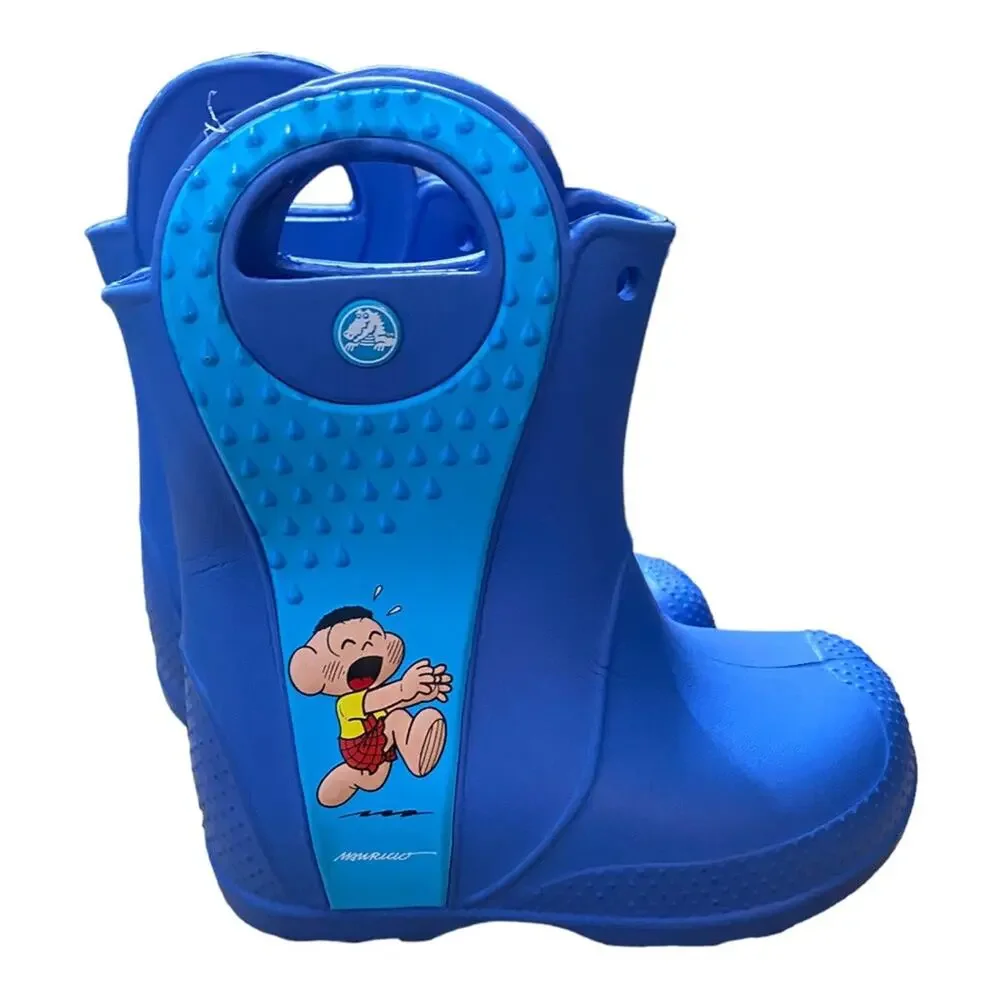 Crocs Cascao Rain Boots Kids C8 Blue Mauricio de Sousa Turma da Monica Rare